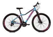 Bicicleta Aro 29 Alfameq Pandora Feminina Alumínio 21v Freio A Disco Azul com Rosa Tamanho 17