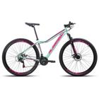 Bicicleta Aro 29 Alfameq Pandora Feminina Alumínio 21v Freio A Disco Verde com Rosa Tamanho 17