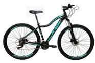 Bicicleta Aro 29 Feminina Ksw Mwza 21v Alumínio Freio a Disco Garfo com Suspensão - Preto / Azul Tam.15