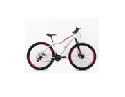 Bicicleta Aro 29 Feminina Ksw Mwza 21v Alumínio Freio Disco Garfo Suspensão Branca c/ Rosa Tam. 15