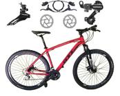 Bicicleta Aro 29 GTI Roma 21v Câmbios Shimano Freio a Disco Hidráulico Alumínio Garfo Com Suspensão - Vermelho - Tam. 19