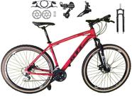 Bicicleta Aro 29 Gti Roma 24v K7 Câmbios Shimano Freio Hidráulico Garfo com Trava com Pneu Faixa Bege - Vermelho