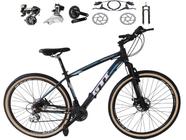 Bicicleta aro 29 Gti Roma Altus 24V Freio a Disco Hidráulico Garfo com Trava Pneu com Faixa Bege - Preto/Azul