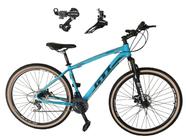 Bicicleta Aro 29 Gti Roma Alumínio 21v Câmbios Shimano Freio a Disco com Pneu Faixa Bege - Azul