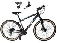 Bicicleta Aro 29 Gti Roma Alumínio 21v Câmbios Shimano Freio a Disco com Pneu Faixa Bege - Preto/Azul