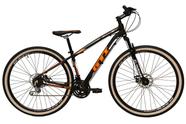 Bicicleta Aro 29 Gti Roma Alumínio 21v Freio a Disco Garfo Suspensão Pneu com Faixa Bege - Preto/Laranja