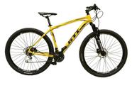 Bicicleta Aro 29 GTI Roma Alumínio 21v Freio a Disco Hidráulico Garfo Suspensão Mountain Bike - Amarelo - Tam. 17