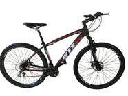 Bicicleta Aro 29 GTI Roma Alumínio 21v Freio a Disco Hidráulico Garfo Suspensão Mountain Bike - Preto/Vermelho - Tam. 15