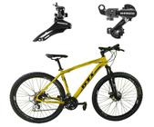 Bicicleta Aro 29 Gti Roma Alumínio Câmbios Shimano 21v Freio a Disco Garfo Suspensão - Amarelo