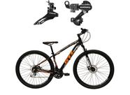 Bicicleta Aro 29 Gti Roma Alumínio Câmbios Shimano 21v Freio a Disco Garfo Suspensão - Preto/Laranja