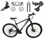 Bicicleta Aro 29 GTI Roma Shimano 24v K7 Freio a Disco Hidráulico Garfo Com Trava - Preto/Cinza