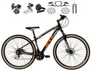 Bicicleta aro 29 Gti Roma Shimano Altus 24V Freio a Disco Hidráulico Garfo com Trava Pneu com Faixa Bege - Preto/Laranja