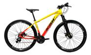 Bicicleta Aro 29 Ksw Alumínio 21 Vel Câmbios Shimano Amarelo, Laranja e Preto Tamanho 15