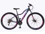 Bicicleta Aro 29 KSW MWZA 2020 Feminino 21v Freio a Disco Cor:Preto+Rosa+AzulTamanho:15