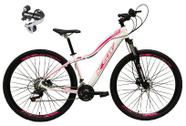 Bicicleta Aro 29 Ksw Mwza 24v Câmbio Shimano Acera K7 Garfo Trava Freio a Disco - Branco/Rosa