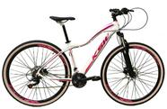 Bicicleta Aro 29 Ksw Mwza 24v K7 Câmbios Shimano Freio Hidráulico Garfo com Trava Pneu com Faixa Bege - Branco/Violeta