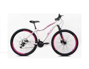Bicicleta Aro 29 Ksw Mwza Feminina 24v Freio A Disco Suspensão Mountain Bike Alumínio - Branco/Rosa