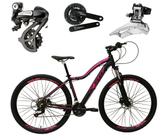 Bicicleta aro 29 Ksw Mwza Feminina Altus 24V Freio Disco Hidráulico Garfo Trava Preta com Rosa Tam.17 Alumínio