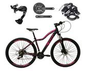 Bicicleta Aro 29 Ksw Mwza Feminina Alumínio Câmbio Traseiro Shimano Alívio e Altus 27v Freio Hidráulico Garfo Com Trava - Preto/Rosa