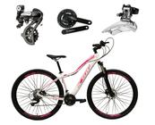 Bicicleta Aro 29 Ksw Mwza Feminina Câmbios Shimano Altus 24v K7 Alumínio Freios Hidráulicos Garfo Com Trava - Branco/Rosa
