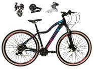 Bicicleta aro 29 Ksw Mwza Shimano Altus 24V Freio a Disco Hidráulico Garfo com Trava Pneu com Faixa Bege - Preto/Pink/Azul