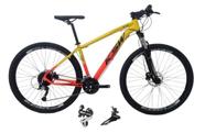 Bicicleta Aro 29 Ksw Xlt 24v Câmbio Shimano Acera K7 Garfo Trava Freio a Disco - Amarelo/Laranja