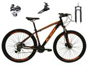 Bicicleta Aro 29 Ksw Xlt 24v Câmbio Tras. Shimano Acera K7 Garfo Trava Freio a Disco - Preto/Laranja