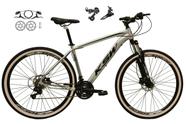 Bicicleta aro 29 Ksw Xlt 24v Câmbios Shimano Freios Hidráulicos Garfo com Suspensão Pneu Faixa Bege - Prata/Preto