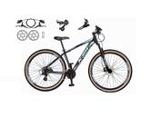 Bicicleta aro 29 Ksw Xlt 24v Câmbios Shimano Freios Hidráulicos Garfo com Suspensão Pneu Faixa Bege - Preto/Azul