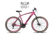 Bicicleta Aro 29 Ksw Xlt 24v Freios a Disco Hidráulicos Garfo Suspensão Pneu com Faixa Bege - Rosa