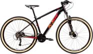 Bicicleta Aro 29 Ksw Xlt 24v K7 Câmbios Shimano Freio Hidráulico Garfo com Trava Pneu Faixa Bege - Preto/Vermelho/Laranja