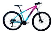 Bicicleta Aro 29 Ksw Xlt 24v K7 Câmbios Shimano Freio Hidráulico Garfo com Trava - Rosa/Azul