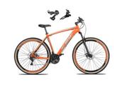 Bicicleta Aro 29 Ksw Xlt Alumínio 24v Câmbios Shimano Freio a Disco Garfo Suspensão Pneus Faixa Bege - Laranja