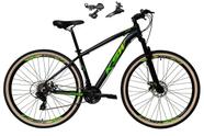 Bicicleta Aro 29 Ksw Xlt Alumínio 24v Câmbios Shimano Freio a Disco Garfo Suspensão Pneus Faixa Bege - Preto/Verde