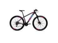 Bicicleta Aro 29 Ksw Xlt Alumínio 24v Câmbios Shimano Garfo com Trava no Ombro - Preto/Pink/Azul