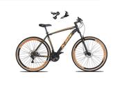 Bicicleta Aro 29 Ksw Xlt Alumínio 24v Câmbios Shimano Garfo Suspensão Pneu com Faixa Bege - Preto/Laranja