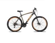 Bicicleta Aro 29 Ksw Xlt Alumínio 27v K7 Freio a Disco Mecânico Garfo com Suspensão - Preto/Laranja