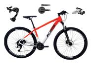 Bicicleta Aro 29 Ksw Xlt Alumínio Câmbio Traseiro Shimano Alívio e Altus 27v Freio Hidráulico Garfo Com Trava - Laranja/Branco