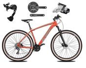 Bicicleta Aro 29 Ksw Xlt Alumínio Câmbio Traseiro Shimano Alívio e Altus 27v Freio Hidráulico Garfo Com Trava Pneu com Faixa Bege - Laranja