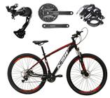 Bicicleta Aro 29 Ksw Xlt Alumínio Câmbio Traseiro Shimano Alívio e Altus 27v Freio Hidráulico Garfo Com Trava - Preto/Vermelho/Branco