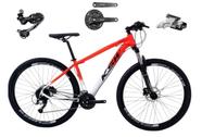 Bicicleta Aro 29 Ksw Xlt Alumínio Câmbio Traseiro Shimano Deore e Altus 27v Freio Hidráulico Garfo Com Trava - Laranja/Branco