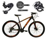 Bicicleta Aro 29 Ksw Xlt Alumínio Câmbio Traseiro Shimano Deore e Altus 27v Freio Hidráulico Garfo Com Trava - Preto/Laranja - 17 - GTI