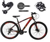 Bicicleta Aro 29 Ksw Xlt Alumínio Câmbio Traseiro Shimano Deore e Altus 27v Freio Hidráulico Garfo Com Trava - Preto/Vermelho/Laranja - 19