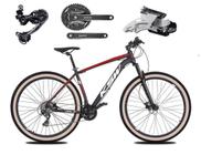 Bicicleta Aro 29 Ksw Xlt Câmbio Traseiro Shimano Deore e Altus 27v Freio Hidráulico Garfo Com Trava Pneu Faixa Bege - Preto/Vermelho/Branco