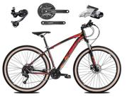 Bicicleta Aro 29 Ksw Xlt Câmbio Traseiro Shimano Deore e Altus 27v Freio Hidráulico Garfo Com Trava Pneu Faixa Bege - Preto/Vermelho/Laranja