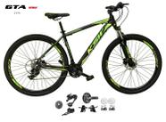 Bicicleta Aro 29 KSW XLT Kit 2x9 Gta Sunrun Freio Disco K7 11/36 Pedivela 24/38d Garfo com Trava - Preto/Verde