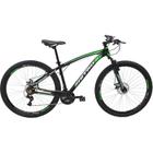 Bicicleta Aro 29 MTB Alumínio Quadro 17" Câmbio Shimano 21 velocidades Nitro Preta/Verde