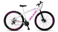 Bicicleta Aro 29 Shimano Freio a Disco 21M. Velox Branca/Pink - Ello Bike