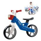 Bicicleta Azul Infantil Sem Pedal Banco Ajustável e Cestinha