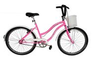 Bicicleta Beach Aro 26 Feminina Retro Vintage Rosa Chiclete